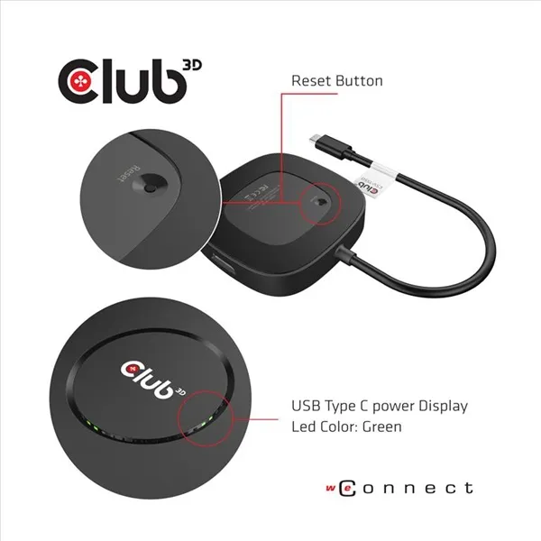 Club 3D MST Hub - CSV-1550 (3.2 USB-C Gen 1 to 3x Displayport, Alternate Mode, 4K60Hz, HDR) - Image 3