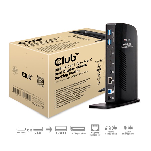 Club_3D_Notebook_Dokkolo_-_CSV-1460_4K60HZ_DUAL_DISPLAY_31_USB-A_to_2x_DP_6x_USB32_RJ45_35_Jack_Audio_Mic-i452011.jpg Club 3D Notebook Dokkoló - CSV-1460 (4K60HZ DUAL DISPLAY, 3.1 USB-A to 2x DP, 6x USB3.2, RJ45, 3.5 Jack Audio + Mic) - Image 1