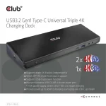 Club 3D Notebook Dokkoló - CSV-1562 (60W Triple Dock, 3.2 USB-C to 3xHDMI, 2x DP, 6x 3.2 USB-A, RJ45. 3,5 Jack) - Image 6