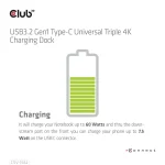 Club 3D Notebook Dokkoló - CSV-1562 (60W Triple Dock, 3.2 USB-C to 3xHDMI, 2x DP, 6x 3.2 USB-A, RJ45. 3,5 Jack) - Image 9
