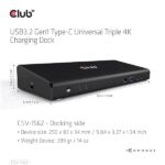 Club 3D Notebook Dokkoló - CSV-1562 (60W, 3.2 USB-C to 3xHDMI, 2x DP, 6x 3.2 USB-A, RJ45. 3,5 Jack) - Image 10