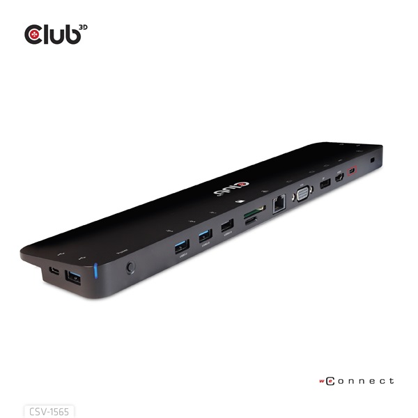 Club 3D Notebook Dokkoló - CSV-1565 (100W, USB-C to 5xUSB-A Gen 1, 2x USB-A 2.0, HDMI, DP,VGA, RJ45, Micro SD, 3,5 Jack) - Image 2