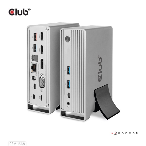 Club 3D Notebook Dokkoló - CSV-1568 (120W, Gen 2 USB-C to 4x USB-A, USB-C Gen 2, 2xHDMI, DP, VGA, RJ45, DC)