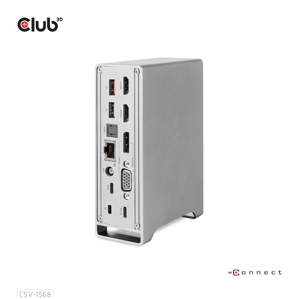 Club 3D Notebook Dokkoló - CSV-1568 (120W, Gen 2 USB-C to 4x USB-A, USB-C Gen 2, 2xHDMI, DP, VGA, RJ45, DC) - Image 4