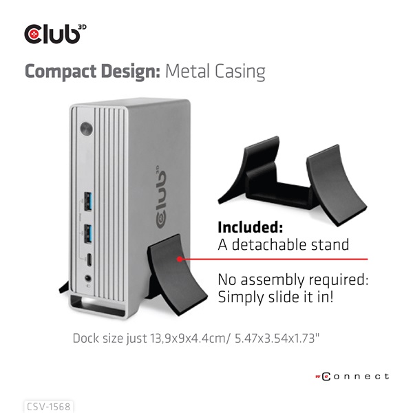 Club 3D Notebook Dokkoló - CSV-1568 (120W, Gen 2 USB-C to 4x USB-A, USB-C Gen 2, 2xHDMI, DP, VGA, RJ45, DC) - Image 15