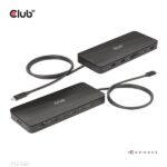Club 3D Notebook Dokkoló - CSV-1581 (140W, Thunderbolt 4 to 3xThunderbolt 4, 3xUSB-A, SD, TF, RJ45, 3,5 Jack, DC)