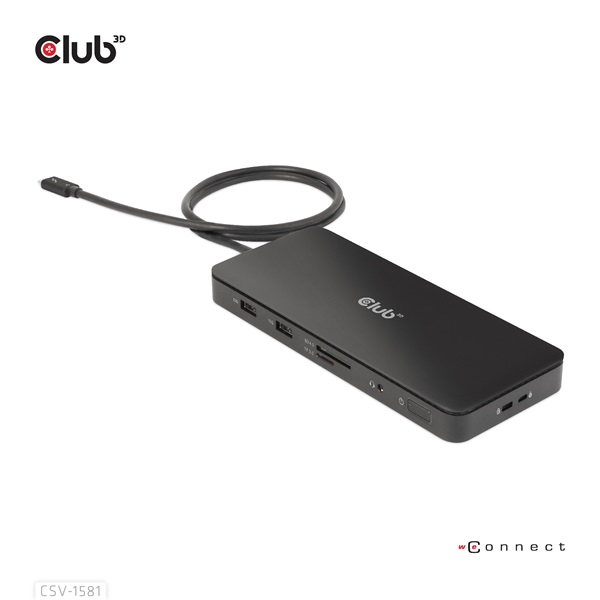 Club 3D Notebook Dokkoló - CSV-1581 (140W, Thunderbolt 4 to 3xThunderbolt 4, 3xUSB-A, SD, TF, RJ45, 3,5 Jack, DC) - Image 3