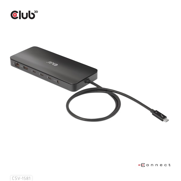 Club 3D Notebook Dokkoló - CSV-1581 (140W, Thunderbolt 4 to 3xThunderbolt 4, 3xUSB-A, SD, TF, RJ45, 3,5 Jack, DC) - Image 4