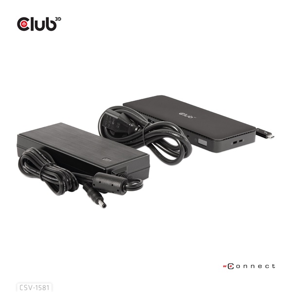 Club 3D Notebook Dokkoló - CSV-1581 (140W, Thunderbolt 4 to 3xThunderbolt 4, 3xUSB-A, SD, TF, RJ45, 3,5 Jack, DC) - Image 6