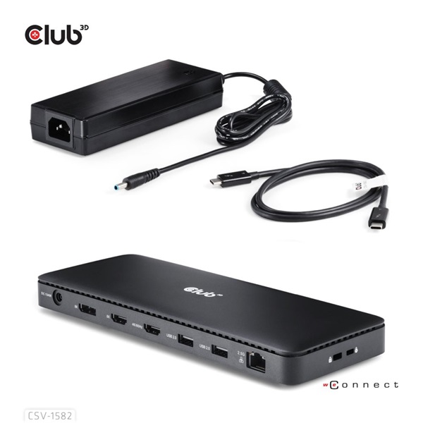Club 3D Notebook Dokkoló - CSV-1582 (140W, Thunderbolt 4, DP, 2xHDMI, USB-C, 4xUSB-A, SD, TF, RJ45, 3,5 Jack, DC) - Image 10