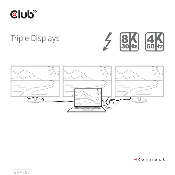 Club 3D Notebook Dokkoló - CSV-1582 (140W, Thunderbolt 4, DP, 2xHDMI, USB-C, 4xUSB-A, SD, TF, RJ45, 3,5 Jack, DC) - Image 12