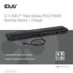 Club 3D Notebook Dokkoló - CSV-2541 (USB-C to 4xUSB-C, 2xUSB-A, 2xHDMI, 2xDP, RJ45, SD/MicroSD, 100W PD, 4K60hz) - Image 2