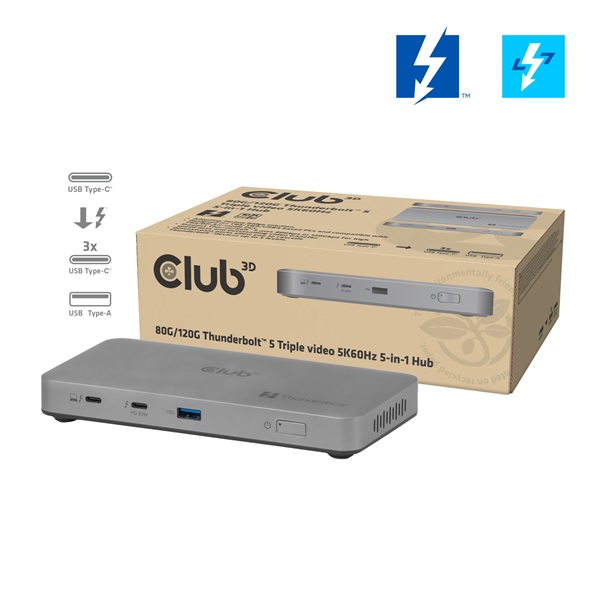 Club_3D_Notebook_Dokkolo_-_CSV-2563_180WThunderbolt_5_to_3xUSB-C_USB-A_1x_8K60Hz_3x_5K60Hz-i504641.jpg Club 3D Notebook Dokkoló - CSV-2563 (180W,Thunderbolt 5 to 3xUSB-C, USB-A, 1x 8K60Hz, 3x 5K60Hz) - Image 1