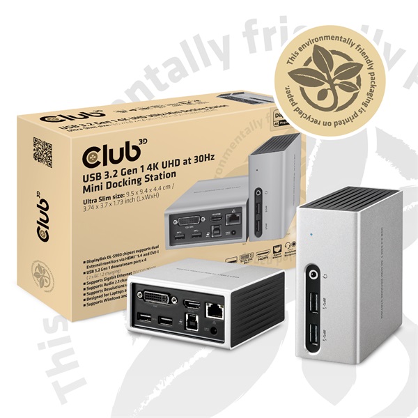Club 3D Notebook Dokkoló - CSV-3104D (4K UHD, 3.0 USB-A to HDMI, DVI-I, 4xUSB-A, RJ45, 3.5 Jack Audio + Mic) - Image 11