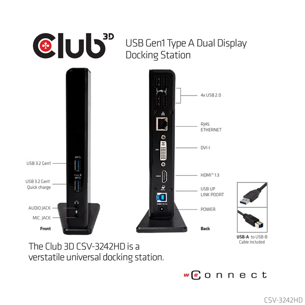 USB Club3D USB 3.0 Dual Display Docking Station - Image 6