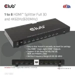 Club 3D Splitter - CSV-1383 (1 to 8 HDMI, 4K60Hz, HDR, Full 3D, 6Gbps, 12-bit Deep Color) - Image 8