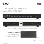 Club 3D Splitter - CSV-1383 (1 to 8 HDMI, 4K60Hz, HDR, Full 3D, 6Gbps, 12-bit Deep Color) - Image 9