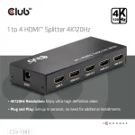 Club 3D Splitter - CSV-1385 (1 to 4 HDMI, 4K120Hz, 3D, HDCP 1.4/2.2, Audio, 6Gbps) - Image 2