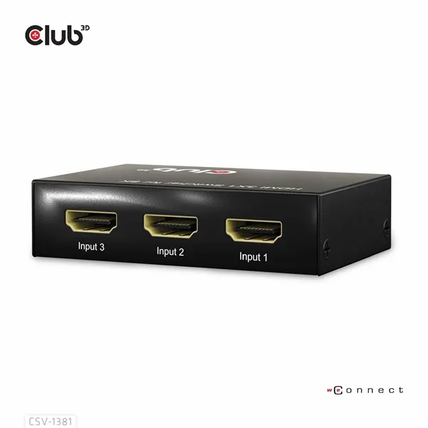 Club 3D Switch - CSV-1381 (3 to 1 HDMI, 8K60Hz/4K120Hz, IR Távirányítóval, HDR, HDCP 2.2/1.4, Metalház) - Image 6