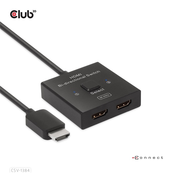 Club 3D Switch - CSV-1384 (HDMI 2-az-1-ben, Kétirányú, 8K60Hz/4K120Hz, HDR, HDMI 2.1) - Image 3