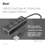 Club 3D USB Hub - CSV-1430A (3.2 USB-A to 3xUSB-A, RJ45) - Image 2
