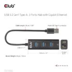 Club 3D USB Hub - CSV-1430A (3.2 USB-A to 3xUSB-A, RJ45) - Image 4