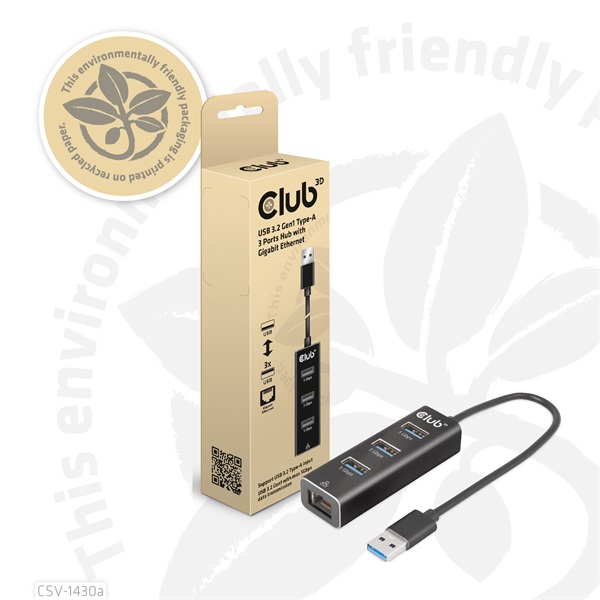 Club 3D USB Hub - CSV-1430A (3.2 USB-A to 3xUSB-A, RJ45) - Image 10