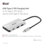 Club 3D USB Hub - CSV-1543 (USB-C Gen 2 to USB-C (data), USB-C (data+charge), USB-A (data), USB-A (data+charge) - Image 3