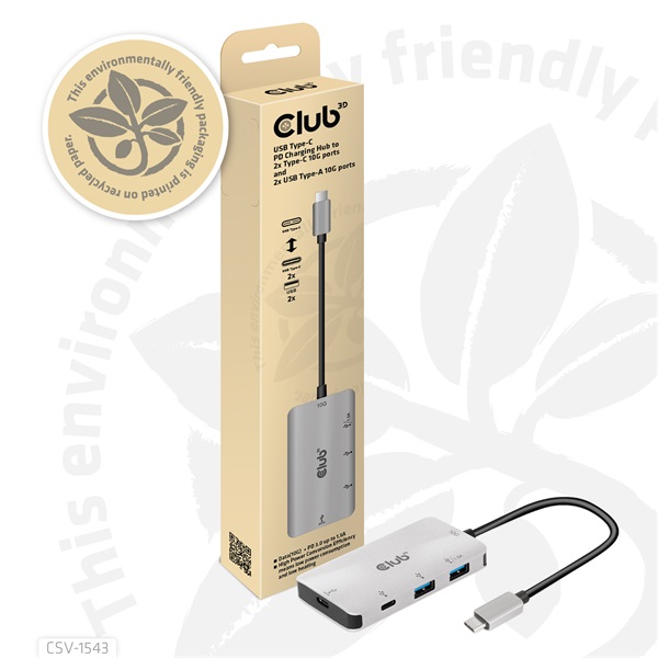 Club 3D USB Hub - CSV-1543 (USB-C Gen 2 to USB-C (data), USB-C (data+charge), USB-A (data), USB-A (data+charge) - Image 10