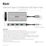 Club 3D USB Hub - CSV-1547 (USB-C Gen 2 to 4xUSB-A 10 Gbps) - Image 8