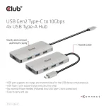 Club 3D USB Hub - CSV-1547 (USB-C Gen 2 to 4xUSB-A 10 Gbps) - Image 10