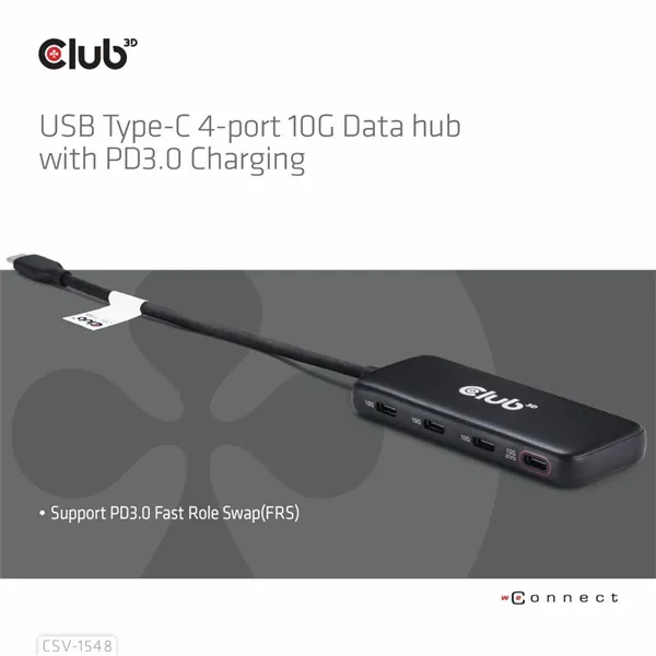 Club 3D USB Hub - CSV-1548 (USB-C Gen 2 to 4xUSB-C PD 3.0, 10 Gbps) - Image 3