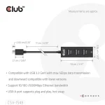 Club 3D USB Hub - CSV-1549 (3.2 USB-C Gen 1 to 3xUSB-A, RJ45,1Gbps) - Image 3