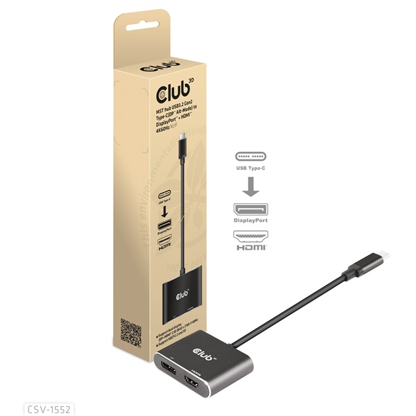 Club 3D USB Hub - CSV-1552 (3.2 USB-C Gen 1 to DisplayPort, HDMI, 4k60Hz) - Image 3