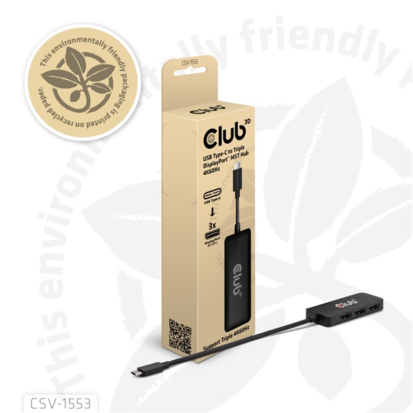 Club 3D USB Hub - CSV-1553 (3.2 USB-C with DP Alt-Mode to 3xDisplayPort, 4k60Hz) - Image 7