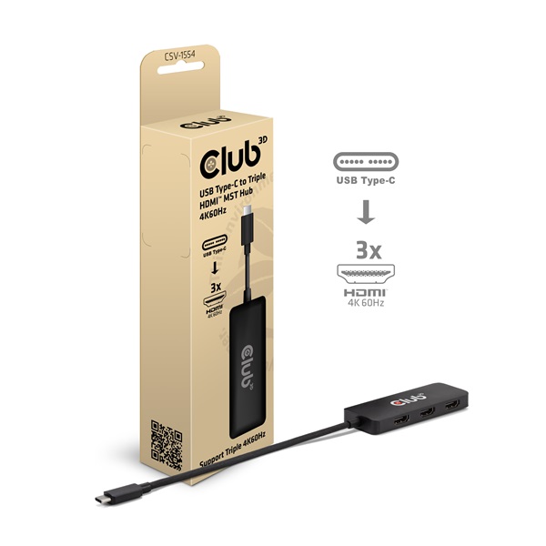 Club 3D USB Hub - CSV-1554 (3.2 USB-C to 3xHDMI, 4k60Hz) - Image 1