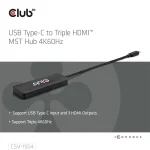 Club 3D MST Hub - CSV-1554 (3.2 USB-C to 3x HDMI, 4k60Hz) - Image 2