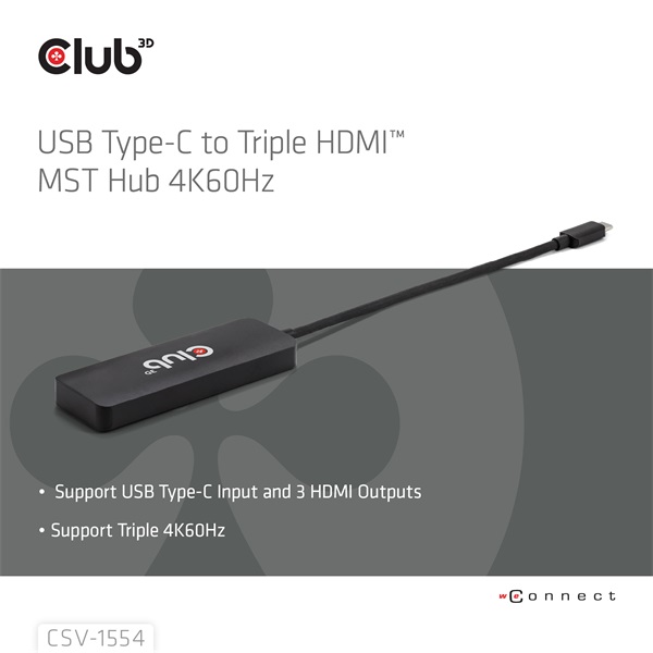 Club 3D USB Hub - CSV-1554 (3.2 USB-C to 3xHDMI, 4k60Hz) - Image 2
