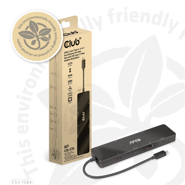 Club 3D USB Hub - CSV-1584 (3.2 USB-C Gen 2 to USB-C, 2xUSB-A, USB-C 100W PD, HDMI, RJ45, 8K60hz) - Image 16