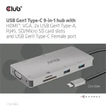 Club 3D USB Hub - CSV-1594 (3.1 USB-C Gen 1 to HDMI, 2xUSB-A Gen 1, USB-C Gen 1, VGA, SD, Micro SD 3.0, RJ45, 3,5 Jack) - Image 8