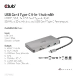 Club 3D USB Hub - CSV-1594 (3.1 USB-C Gen 1 to HDMI, 2xUSB-A Gen 1, USB-C Gen 1, VGA, SD, Micro SD 3.0, RJ45, 3,5 Jack) - Image 9