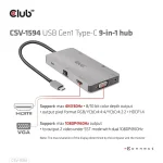 Club 3D USB Hub - CSV-1594 (3.1 USB-C Gen 1 to HDMI, 2xUSB-A Gen 1, USB-C Gen 1, VGA, SD, Micro SD 3.0, RJ45, 3,5 Jack) - Image 12