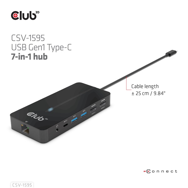 Club 3D USB Hub - CSV-1595 (USB-C Gen 1 to 2xHDMI, 2xUSB-A Gen 1, USB-C Gen 1 100W PD 3.0, RJ45, 3,5 Jack, 4k60Hz) - Image 11