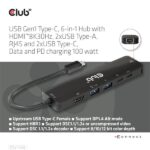Club 3D USB Hub - CSV-1596 (USB-C to 2xHDMI, 2xUSB-A, USB-C PD, RJ45, 4k60Hz) - Image 5