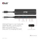 Club 3D USB Hub - CSV-1596 (USB-C to 2xHDMI, 2xUSB-A, USB-C PD, RJ45, 4k60Hz) - Image 7