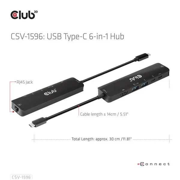 Club 3D USB Hub - CSV-1596 (USB-C to 2xHDMI, 2xUSB-A, USB-C PD, RJ45, 4k60Hz) - Image 9