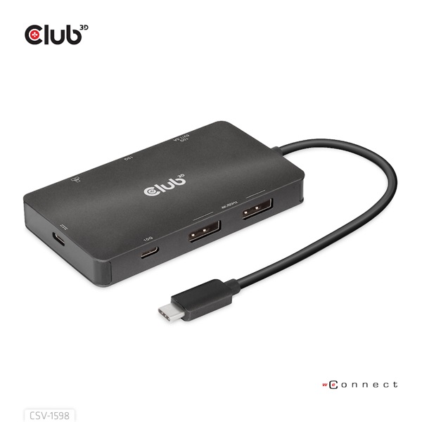 Club 3D USB Hub - CSV-1598 (USB-C Gen 2 to 2xDisplayPort, 2xUSB-A Gen 2, 2xUSB-C Gen 2, RJ45, 4k60Hz) - Image 2