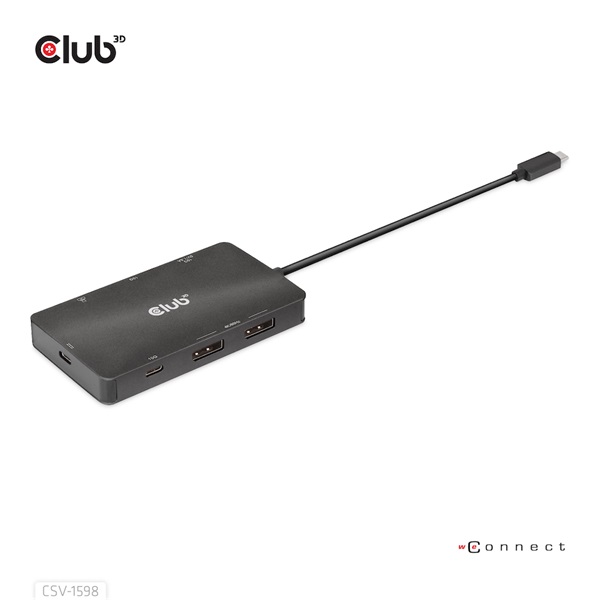 Club 3D USB Hub - CSV-1598 (USB-C Gen 2 to 2xDisplayPort, 2xUSB-A Gen 2, 2xUSB-C Gen 2, RJ45, 4k60Hz) - Image 3