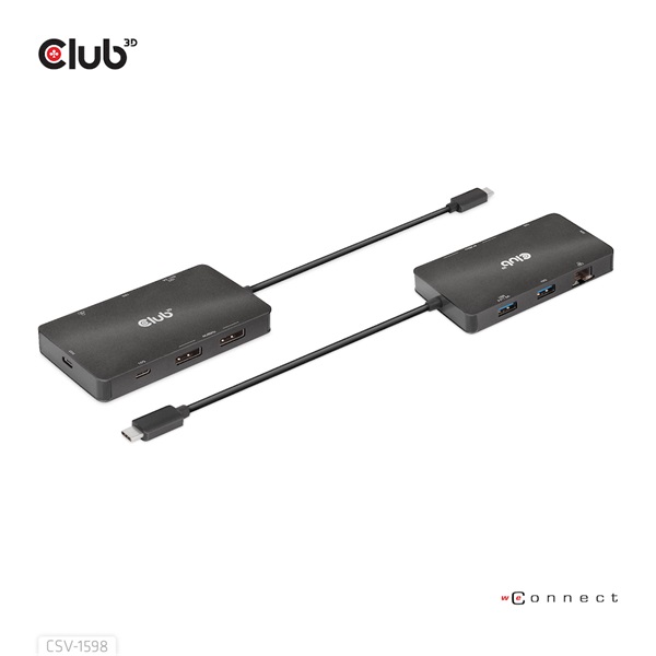 Club 3D USB Hub - CSV-1598 (USB-C Gen 2 to 2xDisplayPort, 2xUSB-A Gen 2, 2xUSB-C Gen 2, RJ45, 4k60Hz) - Image 5