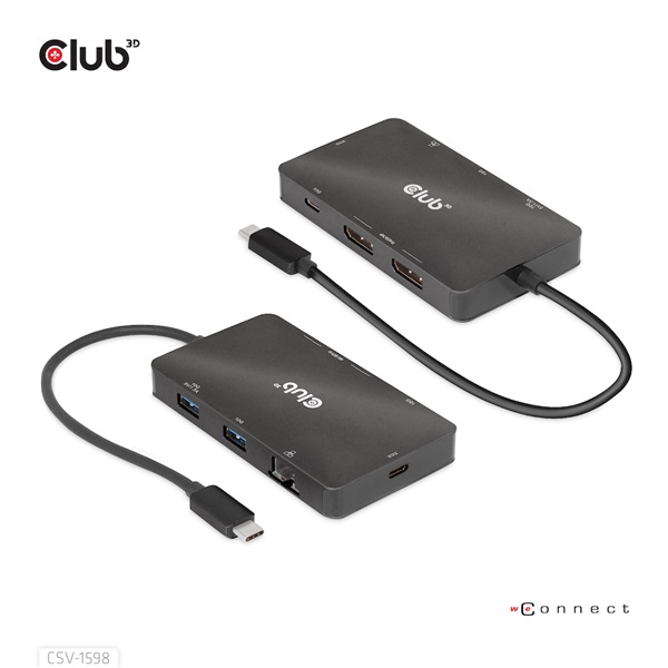 Club 3D USB Hub - CSV-1598 (USB-C Gen 2 to 2xDisplayPort, 2xUSB-A Gen 2, 2xUSB-C Gen 2, RJ45, 4k60Hz) - Image 15